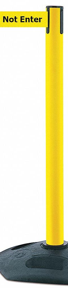 TENSABARRIER Barrier Post with Belt: Yellow, No Pattern, Caution Do Not Enter, 13 ft Belt Lg, Yellow (MPN 886-35-MAX-NO-YAX-C). Key specifications — attr981468: Rubber; attr981465: Yellow; attr981461: TENSABARRIER; attr981440: Plastic; attr981443: Yellow; attr981449: Caution Do Not Enter; attr981448: Black.