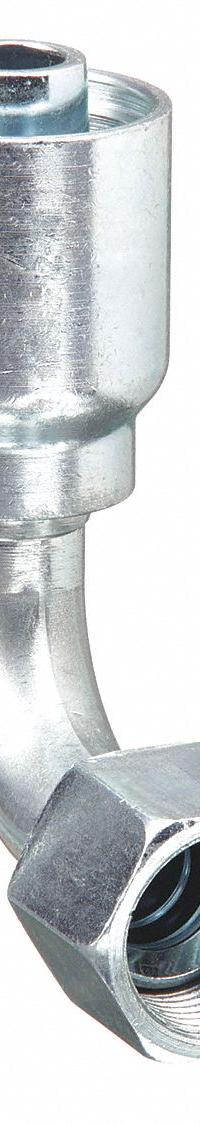 PARKER Hydraulic Crimp Fitting: Steel x Steel, 90° Elbow, -8 For Hose Dash Size, Female x Genderless (MPN 1J943-8-8). Key specifications — Fitting Gender: Female x Genderless; Fitting Connection Type: ORS x Crimp; For Hose Dash Size: -8; Thread Size: 13/16"-16; Brand: PARKER.