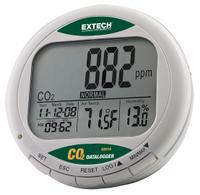 EXTECH Indoor Air Quality Meter: 0.1%to 99.9% Relative Humidity Measured, 14°F to 140°F, CO210, USB. Key specifications — Interface: USB; Parameters Measured: Temperature °C; Brand: EXTECH; Features: Maintenance Free NDIR Sensor; Includes: AC Adapter; Software Options: Software Included; Data Logger Type: Temperature.