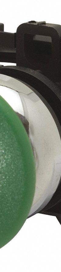 EATON Mushroom Head Push Button: Green, 22 mm Mounting Size, Non-Metallic, Maintained (MPN M22-DRP-G). Key specifications — Brand: EATON; Action: Maintained; Series: M22; Push Button Material Type: Non-Metallic.