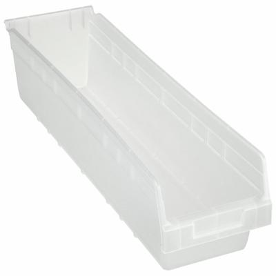 AKRO-MILS Shelf Bin: 23 5/8 in Overall Lg, 6 5/8 in x 6 in, Clear, Nesting Capable - Clearview Plastic Shelf Bins