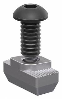 Bolt Assembly: M8 Size, 18 mm Thread Lg, Button Head Socket Cap, For 10.2 mm Slot Wd, Steel, 6 PK (MPN 75-3619-6). Key specifications — Fastener Type: Hammer Nut; Fastener Head Type: Button Head Socket Cap; Material: Steel; Finish: Zinc-Plated; T-Slot Fastener Type: Bolt Assembly; Threaded Hole Location: Single Center; Compatible Series: 80/20 45 Series; System of Measurement: Metric.