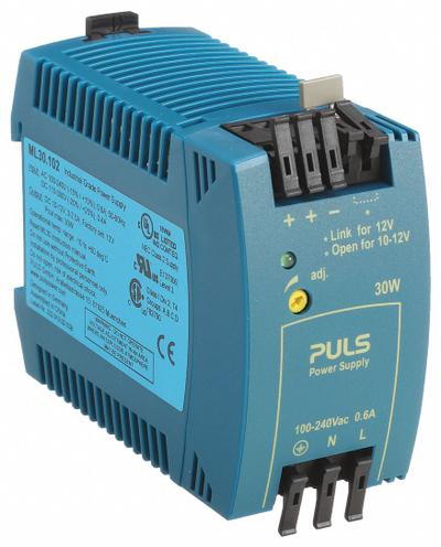 PULS DC Power Supply: DIN Rail, 30 W Output Power - Rated, 3 A Current - Output - DIN Rail Mount DC Power Supplies