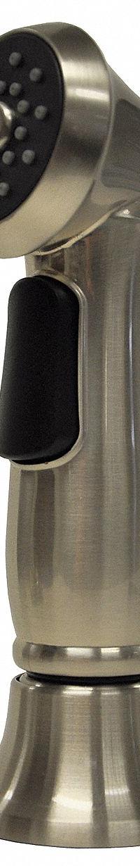 DANCO Kitchen Sprayer: Plastic, Brushed Nickel, 5 in Overall Lg, 1/2" Connection Size, NPSM, Guide (MPN 9D00010337). Key specifications — Inlet Connection Type: NPSM; Brand: DANCO; Connection Size: 1/2"; Color/Finish: Brushed Nickel; Includes: Guide; Material: Plastic; Product Type: Kitchen Sprayer.