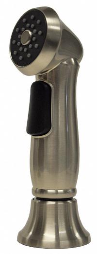 DANCO Kitchen Sprayer: Plastic, Brushed Nickel, 5 in Overall Lg, 1/2" Connection Size, NPSM, Guide (MPN 9D00010337). Key specifications — Inlet Connection Type: NPSM; Brand: DANCO; Connection Size: 1/2"; Color/Finish: Brushed Nickel; Includes: Guide; Material: Plastic; Product Type: Kitchen Sprayer.