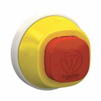 SCHNEIDER Emergency Stop Push Button: Red, 22 mm Mounting Size, Non-Metallic, Maintained (MPN ZB5AS84W3B). Key specifications — Brand: SCHNEIDER; Action: Maintained; Series: XB5; Push Button Material Type: Non-Metallic.