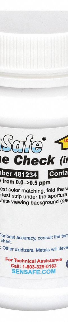 INDUSTRIAL TEST SYSTEMS Test Strips: Ozone, 0 to 0.5 ppm Ozone, Strip, 50 Tests, Ozone (MPN 481234). Key specifications — Test Form: Strip; Brand: INDUSTRIAL TEST SYSTEMS; Parameter Measurements Included: 0 to 0.5 ppm Ozone.