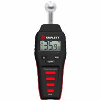 TRIPLETT Moisture Meter: Digital, LCD, Pinless, Wood, Ball Pinless, Ball-Type Probe, Not Certified (MPN MS300). Key specifications — Display Type: Digital; Probes Included: Ball Pinless; Features: Low Battery Indicator; Compatible Material: Wood; Digital Display Screen Type: LCD; Brand: TRIPLETT.