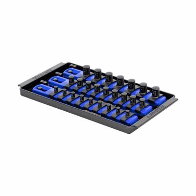 ERNST MANUFACTURING Socket Organizer: Blue, 5 5/16 in Overall Wd, 25 Posts/Slots - Socket Rails & Trays