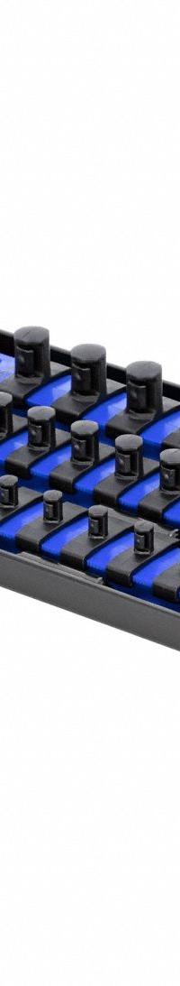 ERNST MANUFACTURING Socket Organizer: Blue, 5 5/16 in Overall Wd, 25 Posts/Slots, Sockets (MPN 8551). Key specifications — attr1125333: (288) I.D. Stickers; attr1125346: ERNST MANUFACTURING; attr1125347: Blue; attr1136588: Sockets; attr1125364: Socket Bit Tray.