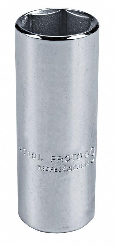 PROTO Socket: SAE, 1/4 in Drive Size, 7/32 in Socket Size, 6-Point, Deep, Chrome - 1/4" Drive Hand Sockets