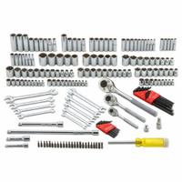 PROTO Socket Wrench Set: 184 Total Pcs, Metric/SAE, 1/4 in/3/8 in/1/2 in Socket Drive Size (MPN J47184). Key specifications — attr538253: PROTO; attr548973: None; attr548974: (1) Multi-Bit Screwdriver; attr548975: (3) Drive Tools; attr548983: (9) Open End Wrenches.
