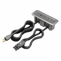 WIREMOLD Furniture Power Outlet: 3 Outlets, 10 ft Cord Lg, Gray, 5-15R, Tamper Resistant Receptacles (MPN MDSF10-MG). Key specifications — Shape: Rectangular; Brand: WIREMOLD; USB Connectors Included: Type C; Mounting Style: Recessed.