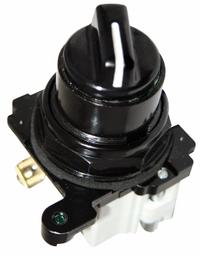 EATON Selector Switch: 30 mm Panel Mounting Size, 2 Positions, Short Lever, 1NO/1NC, Metallic (MPN E34VFBK1-1X). Key specifications — AC Contact Rating: 10 A @ 600 V; Action: Maintained/Maintained; Cam: 1; DC Contact Rating: 5 A @ 250 V; Hazardous Location Specification: Not Rated; Operator Head Material: Polymer; Operator Head Type: Short-Handled Knob; Operator Illumination: Non-Illuminated.