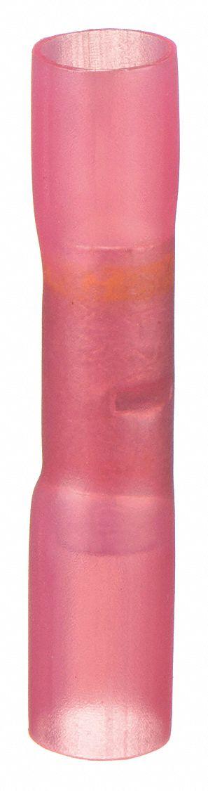 VELVAC Butt Splice Connector: Pink, Heat Shrink, For Wire Size 12 AWG – 8 AWG - Insulated Butt Splice Connectors with Heat Shrink