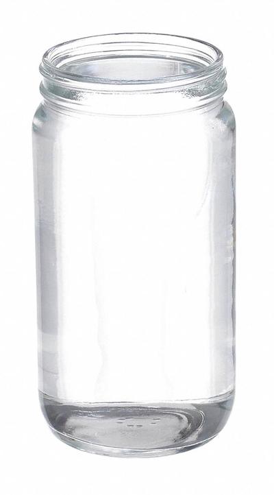 WHEATON Laboratory Bottle: 500 mL, 70-400 mm, Colorless, 48 Bottles, 76 mm Body Dia - Clear Wide Mouth Round Glass Lab Bottles