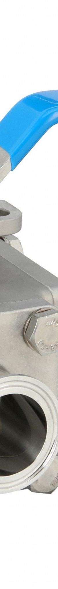 VNE Manual Three-Way Ball Valve: 1 1/2 in, 316 Stainless Steel, T Flow, Full Port Ball Port (MPN EG93CCC-61.5-T). Key specifications — Brand: VNE; Inlet Connection Entry: Side; Average Surface Roughness (Ra): 20 micron; Handle: Locking Lever.