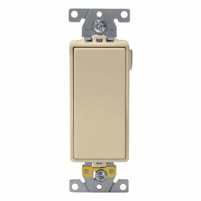 LEVITON Wall Switch: Rocker Switch, Single Pole, Maintained, Ivory, 120/277V AC - Rocker Wall Switches