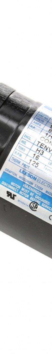 LEESON Right Angle Gearmotors: Right Angle, 90V DC, TENV, 125 RPM, 16 in-lb Max Torque, 20:1, 0.85 A (MPN M1115020.00). Key specifications — Motor Type: Permanent Magnet DC; Brand: LEESON; Full Load Current: 0.85 A.