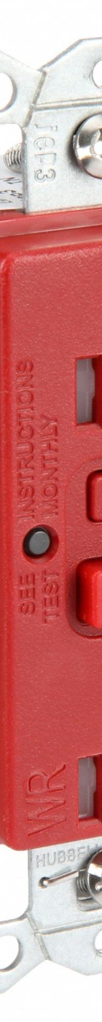 HUBBELL GFCI Receptacle: Duplex, 5-20, Red, GFCI, 125V AC, 20 A, 2 Pole / 3 Wire (MPN GFRTW20R)