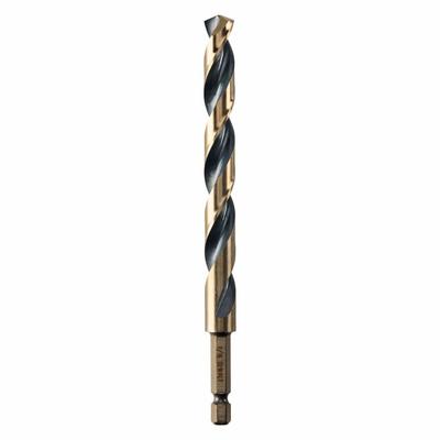 DEWALT Hex Shank Drill Bit: 7/16", 135° Split Point, Black & Gold HSS - Dewalt Impact Ready Drill Bits