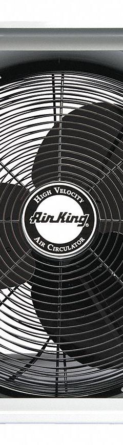 Whole House Fan: Window Mount, 20 in Blade, 3,560 cfm Max., 1,000 sq ft Coverage, Direct Drive (MPN 9166). Key specifications — Mounting Location: Window; Quiet Design: No; Speed Controllable: Yes; Rough Opening Type: Square; Brand: AIR KING; Fan Style: Whole-House; Fits Window Size: 27 in to 38 in W x 26-1/4 in H; For High-Static Pressure Applications: No.