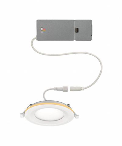 ETI Recessed Down Light: 4 in Dia, 650 lm, 2700K/3000K/3500K/4000K/5000K, 9.64 W - Low-Profile Canless Downlights with Nightlight
