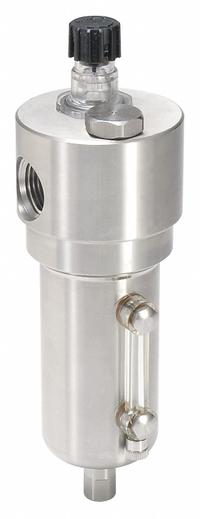WILKERSON Compressed Air Lubricator: Mist, 1/2 in NPT, 100 cfm, 250 psi Max Op Pressure, Screwdriver (MPN SL2-04-LLV0). Key specifications — attr111774: Stainless Steel; attr111402: SL2; attr111761: WILKERSON.