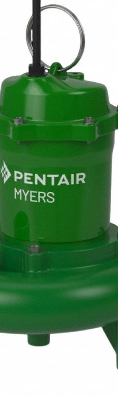 MYERS Sewage Ejector Pump: Cast Iron, Single Phase, 1/2 hp, 230V AC, 133 gpm Flow Rate @ 10' of Head (MPN MW50-21-01). Key specifications — Impeller Material: Thermoplastic; Rated Voltage: 230V AC; Hazardous Location Class: Not Rated; Brand: MYERS; Discharge Orientation: Vertical; Switch: Not Included.
