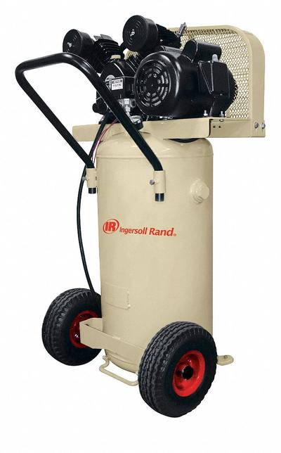 INGERSOLL RAND Portable Air Compressor: Oil Lubricated, 20 gal, Vertical, 2 hp - Wheeled Portable Electric Air Compressors