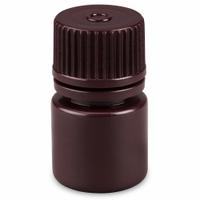 GLOBE SCIENTIFIC Storage Bottle: HDPE, 0.27 fl oz, 8 mL, Amber, 20 mm Screw Closure Size, Unlined (MPN 7560008AMBKS). Key specifications — Body Color: Amber; Closure Attached: Packaged Separately; Brand: GLOBE SCIENTIFIC; Pre-Cleaned: None; Closure Included: Yes.