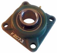 NTN 4 Bolt Flange Bearing: Radial Ball, 1 1/8 in Bore, Cast Iron, Set Screws, 4 1/4 in Lg, Square (MPN UCF206-102D1). Key specifications — Bore Type: Cylindrical; Brand: NTN; Lubricant Material: NLGI #3 Equivalent; Mounting Bolt Size: 7/16 in; System of Measurement: Inch.