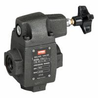 VICKERS Adjustable Relief Valve: 2,000 psi Max Pressure, 500 psi Min Pressure, 45 gpm Max Flow Rate (MPN CS-03-C50). Key specifications — Brand: VICKERS; Body Material: Cast Iron.