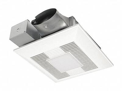 PANASONIC Bathroom Fan: Ceiling/Wall, 50 cfm_80 cfm_110 cfm Max, 0.9 sones, 3 Speed - Bathroom Exhaust Fans with Light