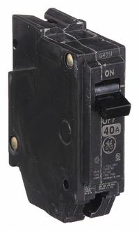 GE Miniature Circuit Breaker: THQL, 40 A, 120/240V AC, Single Phase, 10kA at 120/240V AC, Std (MPN THQL1140). Key specifications — Amps: 40 A; AC Voltage Rating: 120/240V AC; Phase: Single; Max. AIR Rating: 10kA at 120/240V AC; For Use With: Power Mark Gold Load Centers and AQ Lighting Panels.