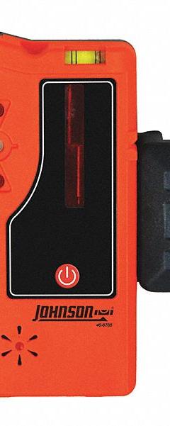 JOHNSON LEVEL Red Beam Rotary Laser Detector: Includes Batteries, Black/Orange, AAA, Red, Clamp (MPN 40-6705). Key specifications — attr935972: JOHNSON LEVEL; attr937994: AAA; attr940214: Black; attr940215: Red; attr940221: Clamp; attr940223: Plastic; attr981186: Yes.