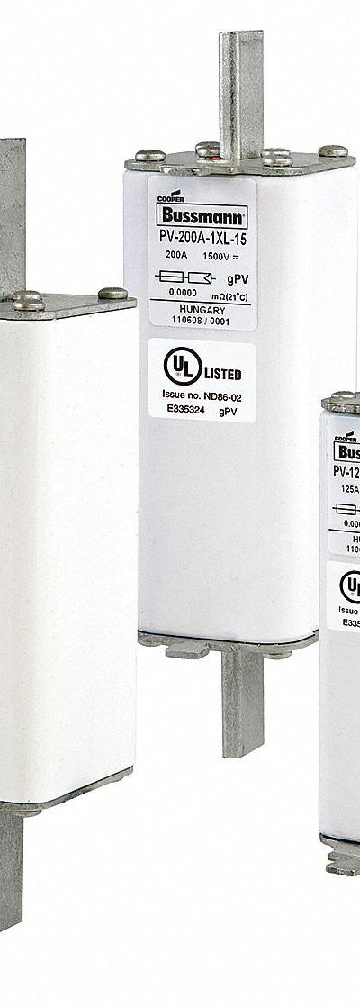 BUSSMANN Solar Fuse: PV-L Series, Fast-Acting, 355 A, 1,500 V DC - Fast-Acting Bolt-On Fuses