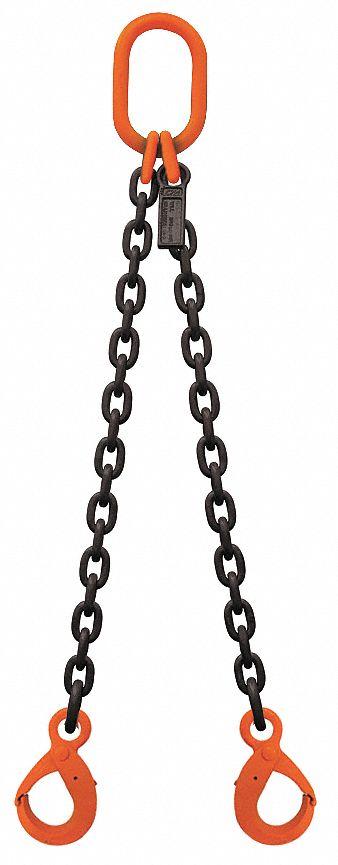STREN-FLEX Chain Sling: 1/2 in Chain Trade Size, 100 Chain Grade, Latching Hook, Alloy Steel - Grade-100 Double-Leg Chain Slings