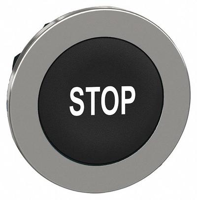 SCHNEIDER Push Button Head: 30 mm Panel Size, Non-Illuminated, Metallic, Stop - Heads for Push Buttons