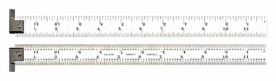 STARRETT Ruler: CH604R-12, 12 in, 0.05 in Thick, 1/64 in, Chrome, Black, Rigid, Satin - Steel Rulers