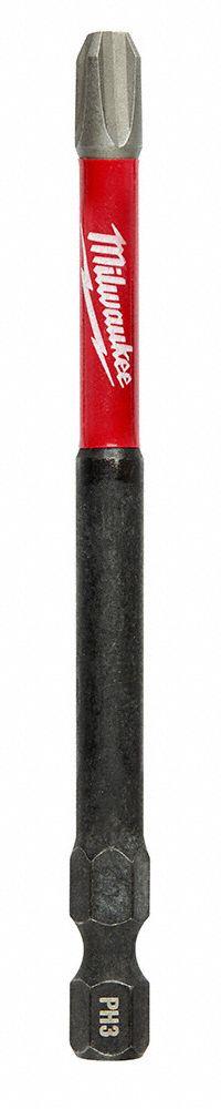MILWAUKEE Power Bit: Power Bit, Imperial, PH3 Bit Industry Size, #3 Bit Size, Std, Impact Rated, Hex (MPN 48-32-4563). Key specifications — attr1119695: MILWAUKEE; attr1119703: Alloy Steel; attr1119710: Standard; attr1119708: Hex; attr1202404: #3.