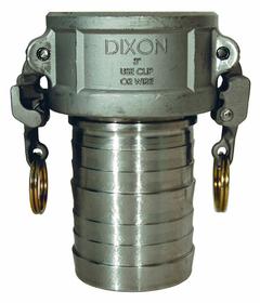 Cam and Groove Coupling: 1 1/4 in Coupling Size, 250 psi Max. Working Pressure @ 70 F, Nitrile, Male (MPN RC125EZCR). Key specifications — Gasket Material: Nitrile; Fitting Type: Male Hose Shank; Includes Locking Arm: Yes; Body Material: 316 Stainless Steel; Brand: DIXON VALVE & COUPLING.