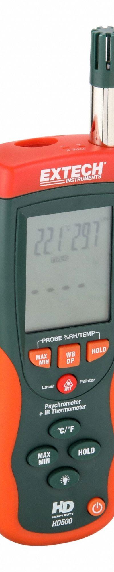 EXTECH Psychrometer with Infrared Thermometer: Onboard - Infrared Temperature & Humidity Meters