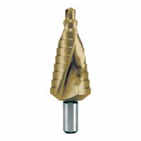 RUKO TOOLS Step Drill Bit: 5/16" to 1", TiN-Coated HSS, 3-Flats Shank (MPN 101705T). Key specifications — attr1234936: Not Impact Rated.