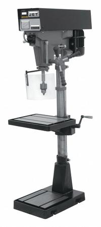 JET Floor Drill Press: Spline Drive, Variable Speed, 400 RPM – 5,000 RPM, 115/230V AC /Single-Phase (MPN 354550). Key specifications — attr22849: 400 to 5,000 RPM; attr22858: 115/230V AC; attr73523: Drilling; attr22856: Spline; attr73570: Single-Phase; attr22850: 7-1/2 in; attr22846: 1 hp; attr22840: 16/8 A.