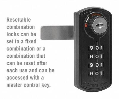 SALSBURY INDUSTRIES Locker Lock: Black, Right, 1 in Latch Bolt Projection, Manual - Built-in Combination Locker Locks
