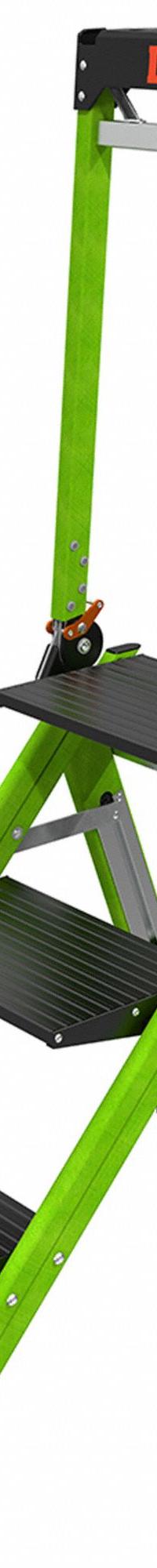 LITTLE GIANT Step Stool: 3 Steps, 3 ft Overall Ht, 375 lb Load Cap, Fiberglass, 2.2 ft Standing Ht (MPN 11933). Key specifications — Brand: LITTLE GIANT; Color: Black; Includes: Foldable Handrails.