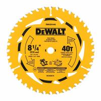 DEWALT Circular Saw Blade: 8 1/4 in Blade Dia., 40 Teeth, 0.09 in Cut Wd, 5/8 in Arbor Size, Carbide (MPN DWA281440). Key specifications — attr1116119: DEWALT; attr1145631: Wood.