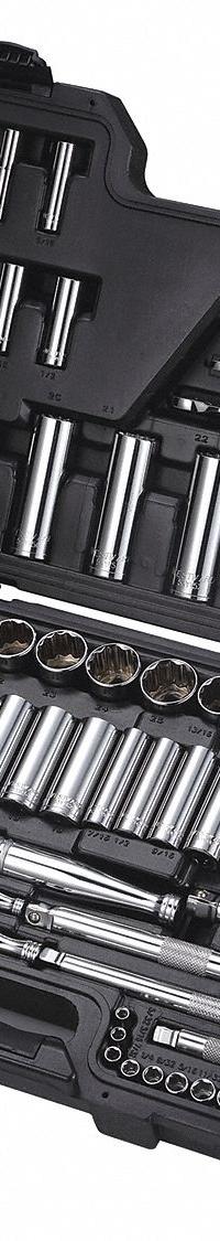 WESTWARD Socket Wrench Set: 1/4 in, 3/8 in, 1/2 in Drive, 91 Piece, 12-Point/6-Point, Metric/SAE (MPN 53PN76). Key specifications — attr1224269: 1/4 in, 3/8 in, 1/2 in; attr1204638: Drive Tools Included; attr1204650: 1/2 in to 1 in; attr1204658: Combination Wrenches; attr1204673: Socket Bits Not Included; attr1204681: Wrenches Included; attr1204688: WESTWARD; attr1206170: Deep Sockets.