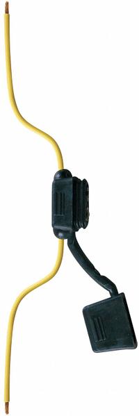 BUSSMANN In-Line Fuse Holder: Non-Rejection Block Style, 1 Pole, 32 V DC Rating, Wire Leads (MPN HHF). Key specifications — Compatible Fuse Series: 257; Brand: BUSSMANN.